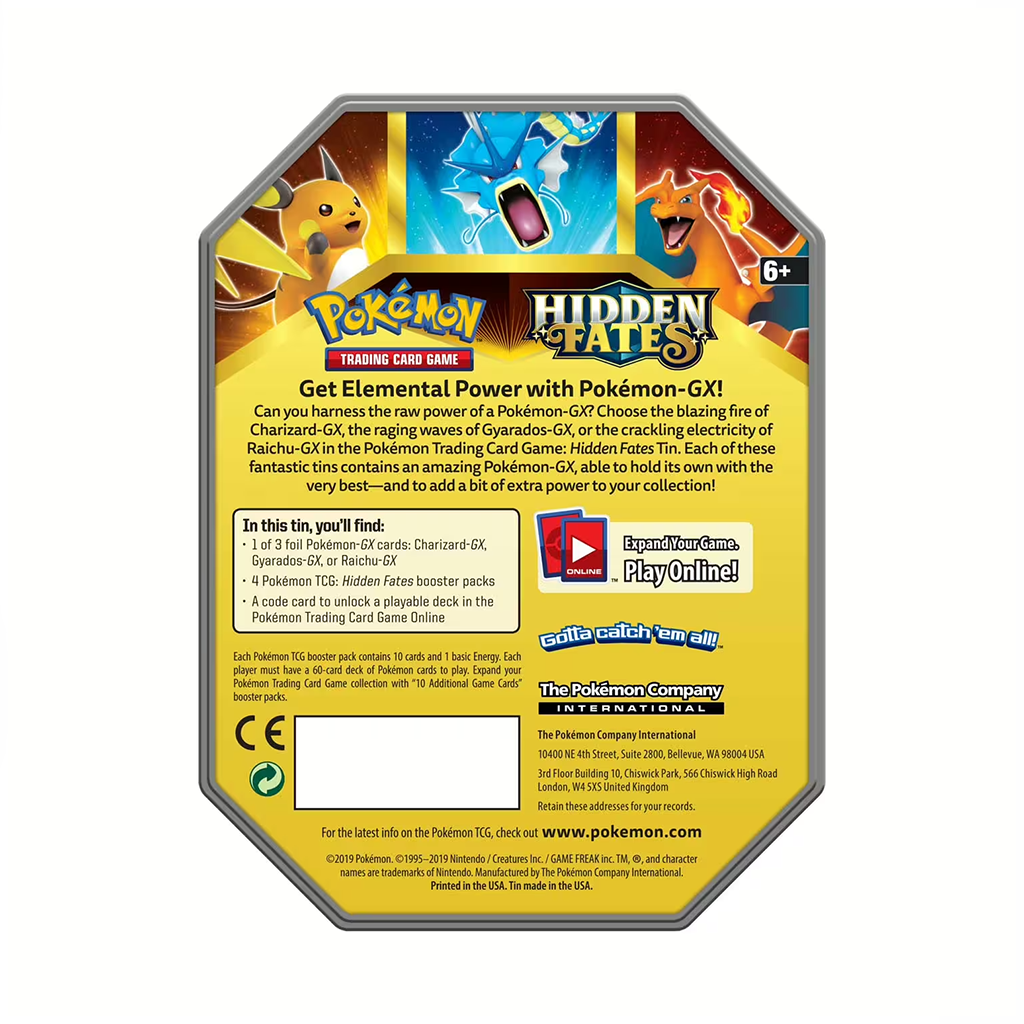Pokémon Sun & Moon: Hidden Fates Raichu-GX Tin Box