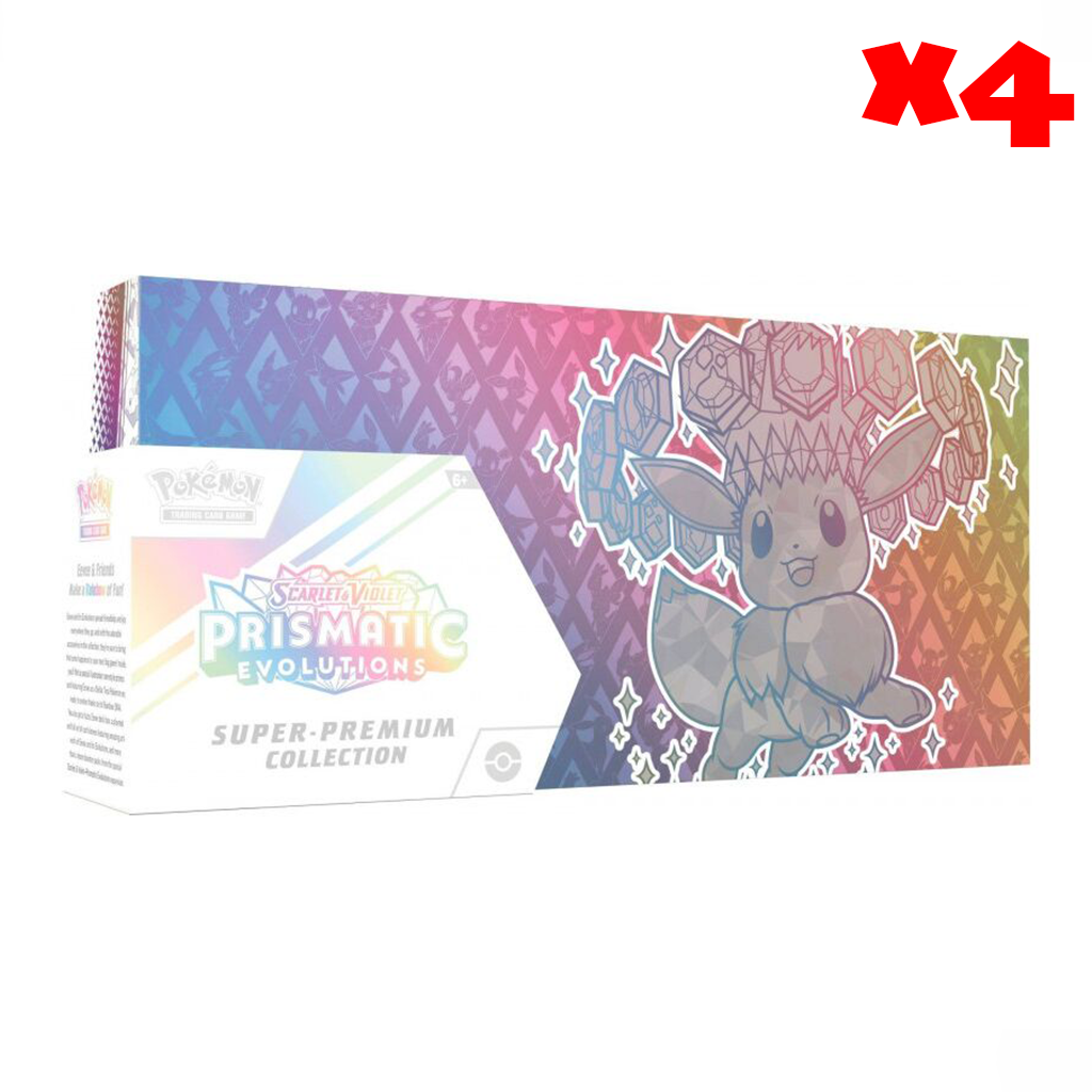 Pokémon Scarlet & Violet (SV8.5): SEALED CASE (x4) Prismatic Evolutions Super Premium Collection